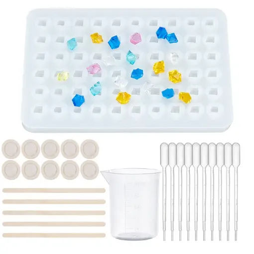 set moldes silicona para resina epoxi gemas 190x121x11mms accesorios 0