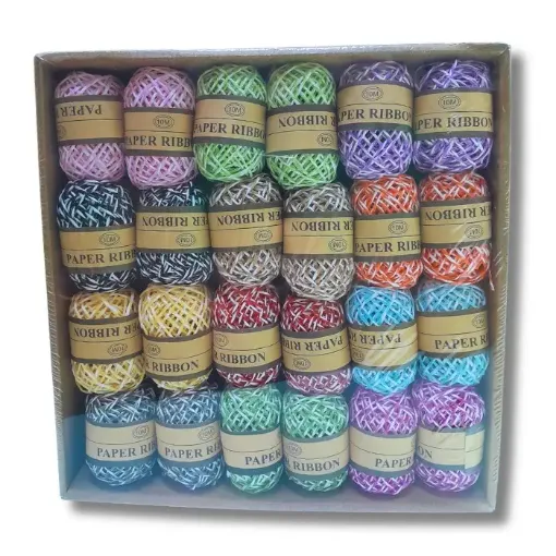 hilo papel paper ribbon colores mixtos ovillo 10mt caja 24 unidades 0