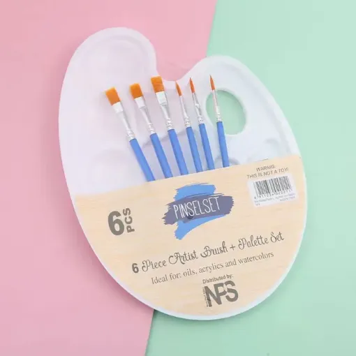 set arte para pintura godet paleta 23x17cms 6 pinceles sinteticos 0