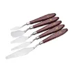 set 5 espatulas metalicas cromadas mango madera set 5 modelos diferentes nros 1 al 5 4