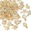 set 50 dijes colgantes metal hierro medida 15mms color dorado strass x5 modelos 2
