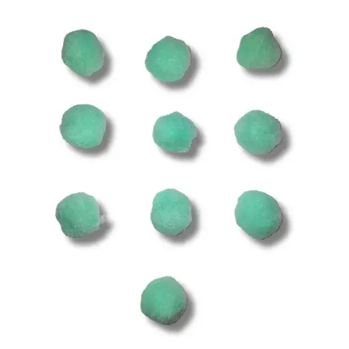 pompones 40mms por 10 unidades color verde agua 0