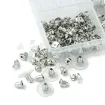 set 430 tuercas para caravanas metal platino fru fru tapones silicona estuche plastico 2