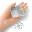 set 430 tuercas para caravanas metal platino fru fru tapones silicona estuche plastico 3