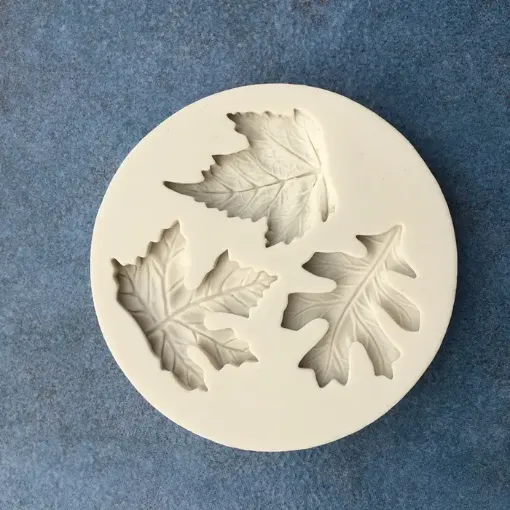 molde silicona grado alimenticio para resina epoxi porcelana modelo hojas varias x3 45mms 0