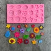 molde silicona grado alimenticio para resina epoxi masas 8x8cms modelo flores hojas mini x20 0