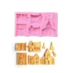 molde silicona para resina epoxi porcelana modelo casas x6 195x113x14mm 0
