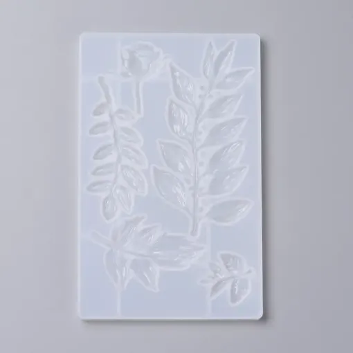 molde silicona para resina epoxi porcelana modelo hojas varias x4 195x124x8mms 0