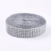 malla galon imitacion falso strass diamante redondo 3cms ancho rollo 300cms color plateado 0