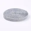 malla galon imitacion falso strass diamante redondo 1 5cms ancho rollo 300cms color plateado 0