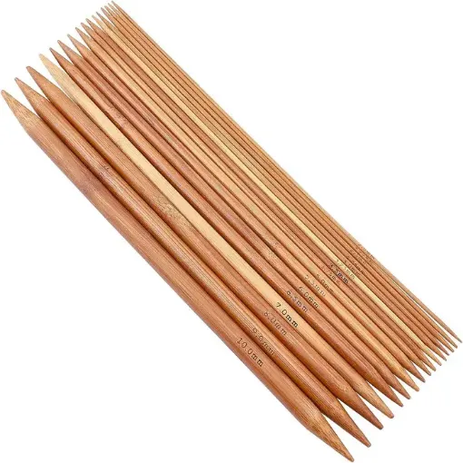 set 16 agujas para crochet bambu 25cms medidas 2 10mms 0
