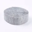 malla galon imitacion falso strass diamante redondo 4cms ancho rollo 900cms color plateado 0