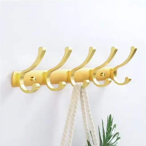 perchero colgador metalico dorado 5 ganchos medida 33 5x4cms 0