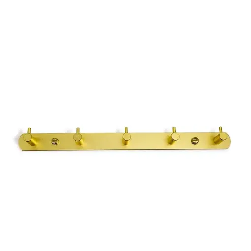 perchero colgador metalico dorado 5 ganchos medida 36x3cms 0