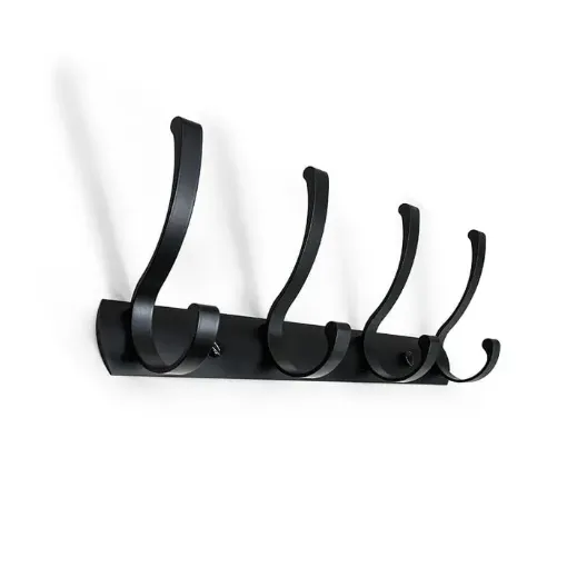 perchero colgador metalico negro 4 ganchos medida 24 5x4cms 0