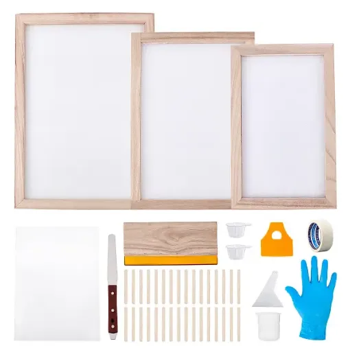 set para serigrafia incluye 3 marcos amdera espatula acero raspadores 0