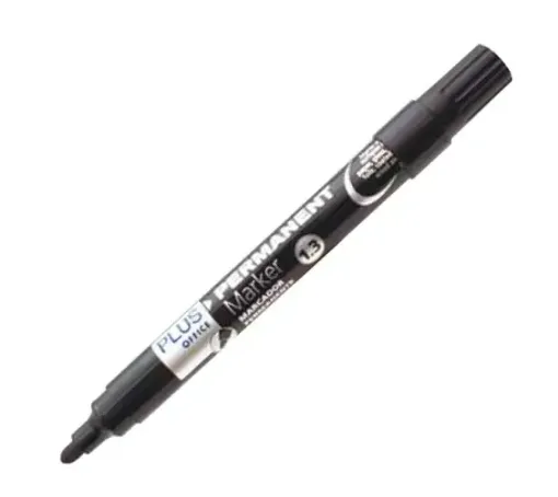 marcador permanente punta redonda 1 3mms plus office color negro 0