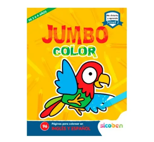 libro educativo para colorear ingles espanol coleccion jumbo color nivel 1 sicoben x96 paginas 0