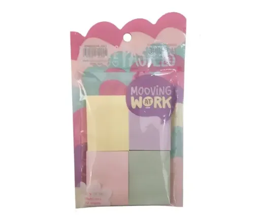 block notas autoadhesivas linea maw mooving x4 bloques 50 hojas medida 38x50mm colores pasteles 0