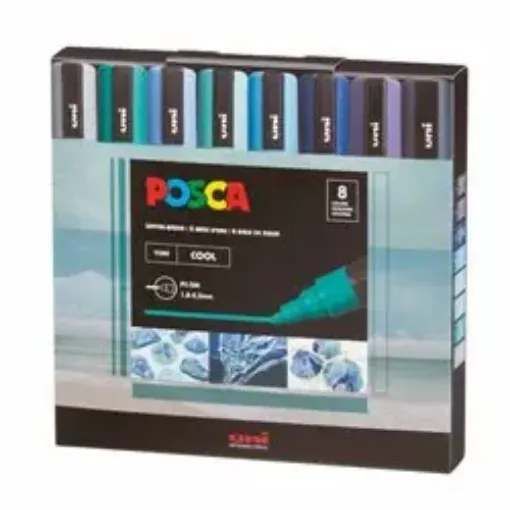 marcador tinta pigmentada agua uni posca trazo 1 8 2 5mms pc 5m set 8 colores frios 0