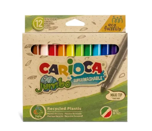 marcadores carioca gruesos jumbo linea eco estuche x12 colores 0