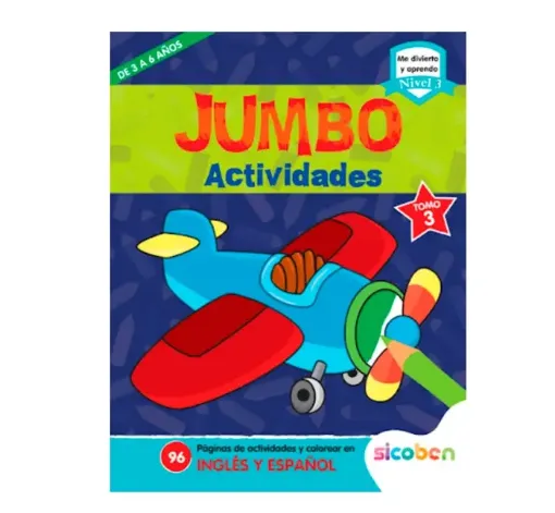 libro educativo para colorear ingles espanol coleccion jumbo color nivel 3 sicoben x96 paginas 0