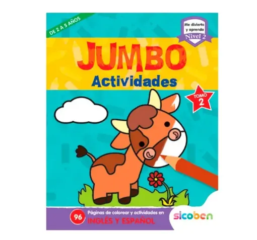 libro educativo para colorear ingles espanol coleccion jumbo color nivel 2 sicoben x96 paginas 0