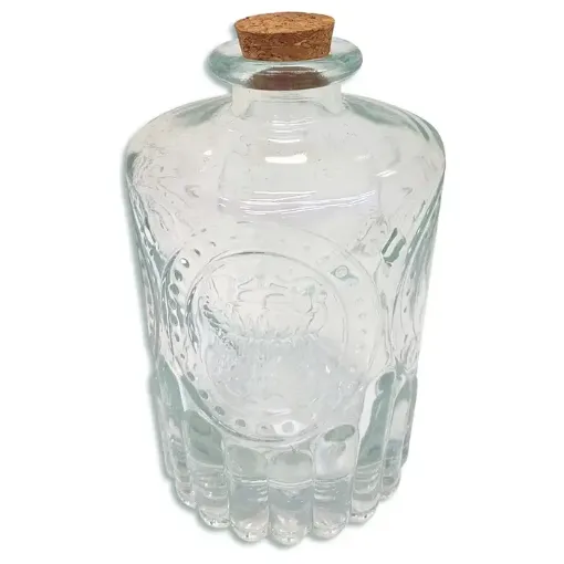 frasco vidrio botella tapa corcho forma diamante 160ml medida 7x10cms 0