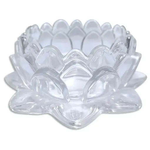 candelabro portavela vidrio forma flor loto medida 110x55mms 0