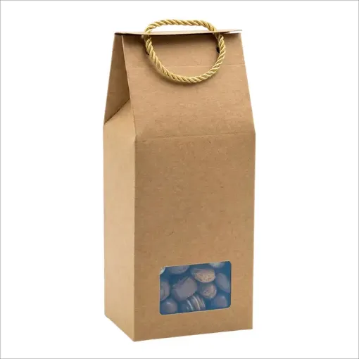 caja carton kraft 23 5x10x8cms visor asa cordon por unidad 0