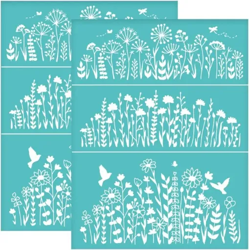 stencil plantilla poliester para serigrafia medida 28x22cms modelo patron flores x3 0