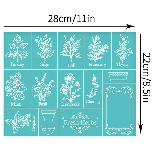 stencil plantilla poliester para serigrafia medida 28x22cms modelo patron plantas 0