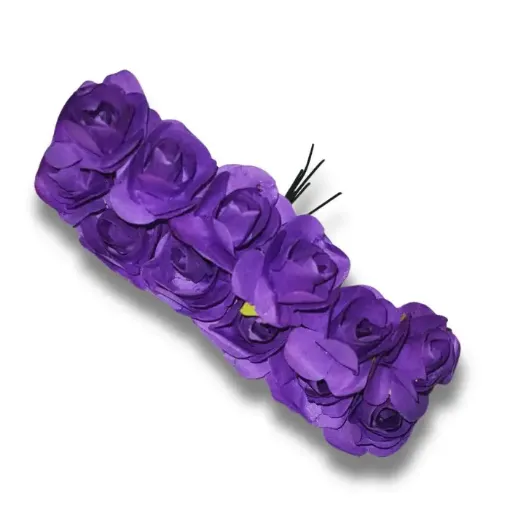 ramito rositas mini papel alambre x12 unidades color violeta 0
