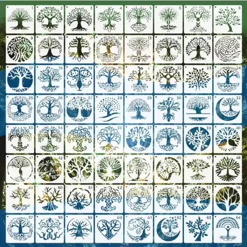 stencil plantilla 7 6x7 6cms modelo mandala arbol 64 modelos diferentes por unidad 0