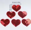 aplique parche bordado termoadhesivo para tela modelo corazon lentejuelas 85mms color rojo 0