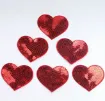 aplique parche bordado termoadhesivo para tela modelo corazon lentejuelas 85mms color rojo 1