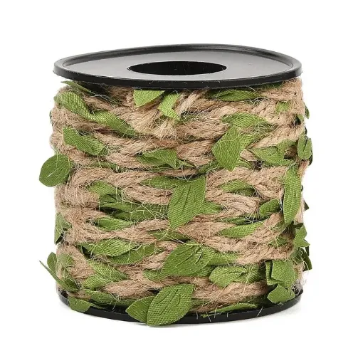 cordon yute hojas 17x7mms rollo 10mts color verde oliva 0