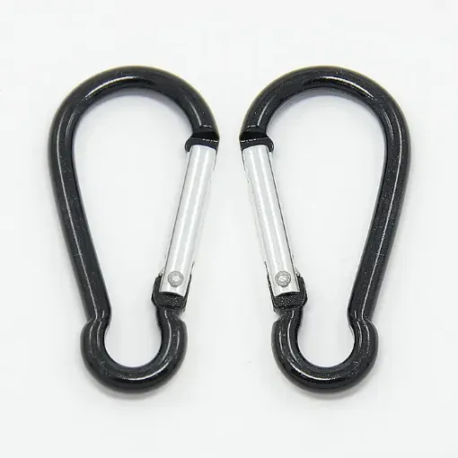 broche mosqueton aluminio para llavero carteras 50x25x8mms color negro por 5 unidades 0