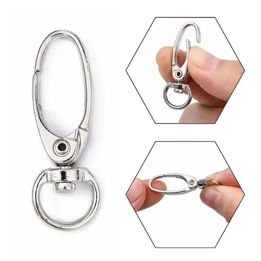 mosqueton cierre gancho langosta giratorio 37x13 5x7mms por 500 unidades color platino 0