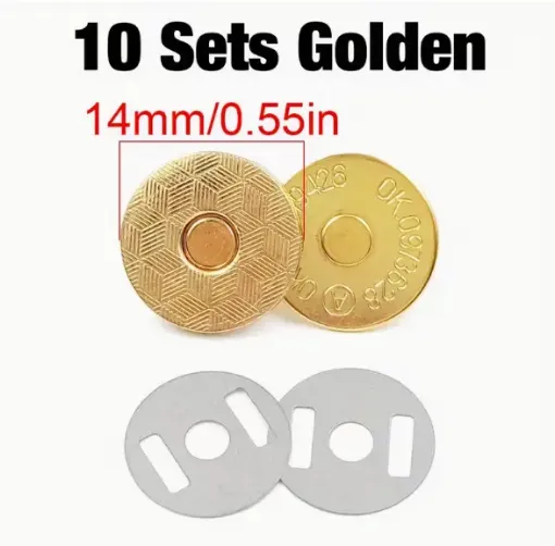 botones broches magneticos presion metalicos 14mms color oro bronce x5 sets 0