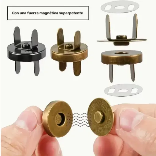botones broches magneticos presion metalicos 14mms color oro viejo x5 sets 0