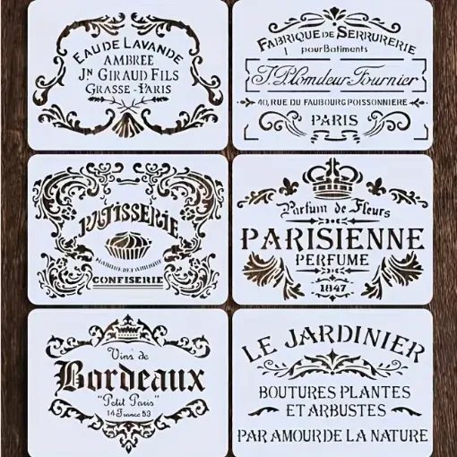 stencil plantilla 20x15cms modelo vintage carteles 6 modelos diferentes por unidad 0