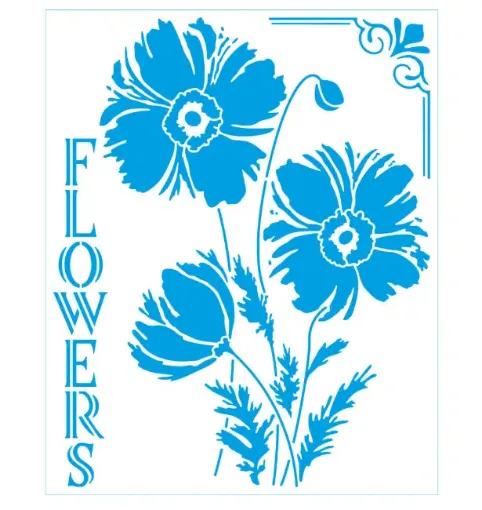 stencil marca litoarte 17 x 21 cm cod stm 754 flowers 0