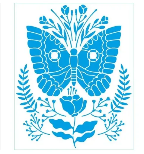 stencil marca litoarte 17 x 21 cm cod stm 755 mariposas flores 0