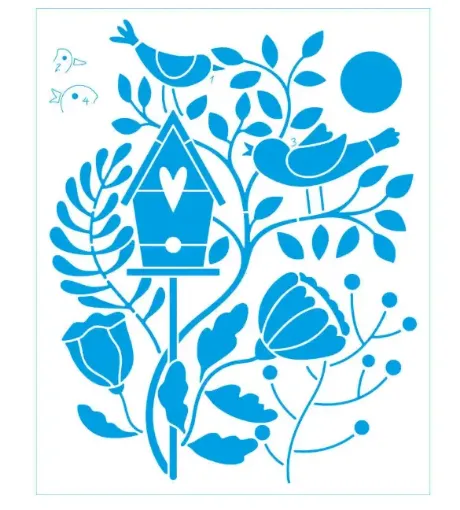 stencil marca litoarte 17 x 21 cm cod stm 756 pajaritos 0