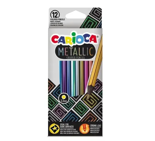 lapices carioca hexagonales 3 3mms x12 colores metalizados 0