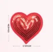 aplique parche bordado termoadhesivo para tela modelo corazon lentejuelas 67mms color rojo 1