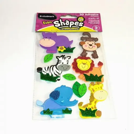 apliques goma eva adhesivos studmark foam stickers 3d formas brillo jungla 0