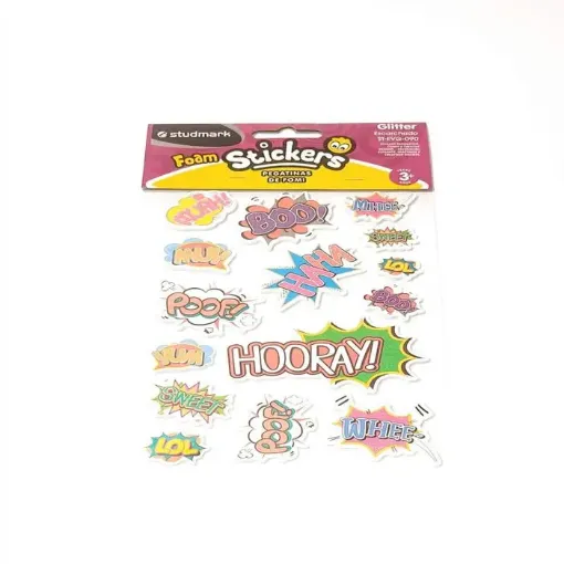apliques goma eva adhesivos studmark foam stickers glitter escarchado formas expresiones comic 0