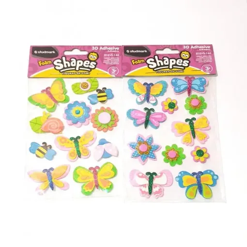 apliques goma eva adhesivos studmark foam stickers 3d formas brillo mariposas jardin 0